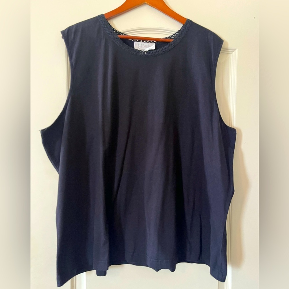 NWT CJ Banks Sleeveless Black Cotton Shirt Women’s Size 3X